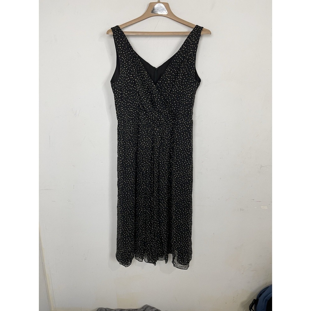 Talbots Women Dress 10 Petite Black Silk Polka Dot Retro Rockabilly Wrap Vintage